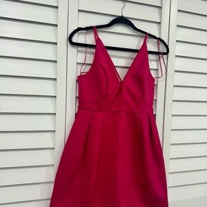Topshop Red A-Line Mini Dress V-Neck Sleeveless